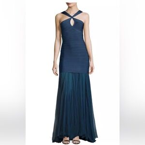 Herve Leger Navy Maxi Skirt